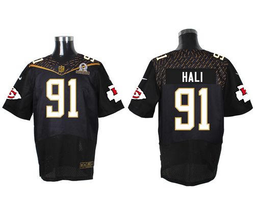 Nike Chiefs #91 Tamba Hali Black 2016 Pro Bowl Men's Stitched NFL Elite Jersey - Click Image to Close